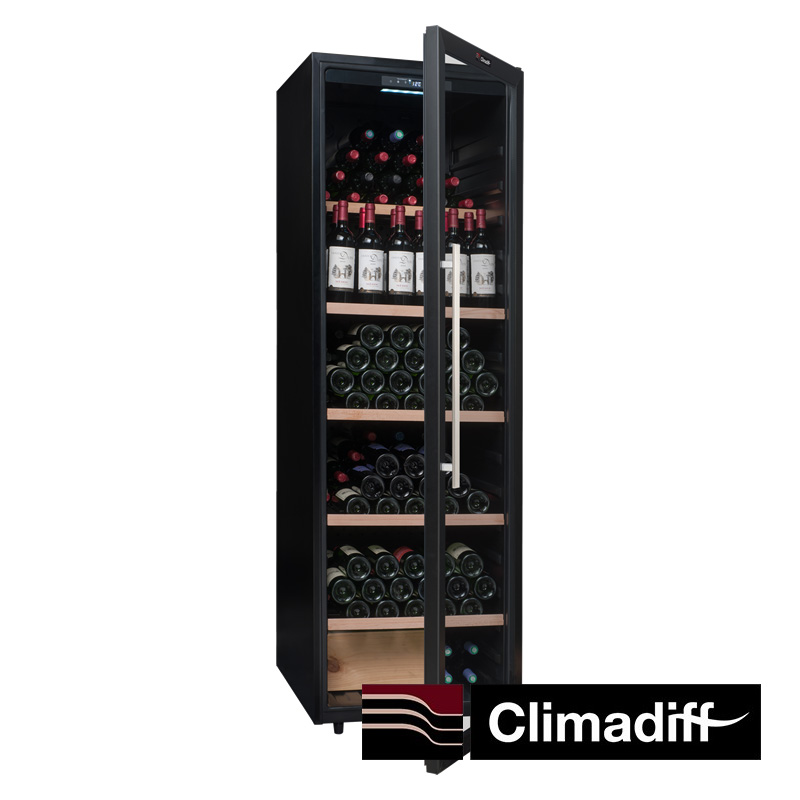 Vinoteca  Climadiff CBU51D1X, 51 botellas, 6 estantes, 2 zonas de  temperatura, LED, 82cm, Inox